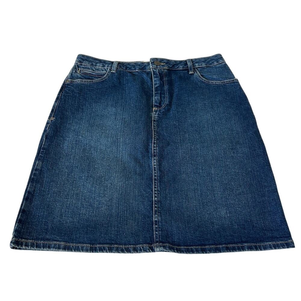 Fat Face Jean Skirt Women's Denim Blue Medium Wash Knee Length Stretch Size 10